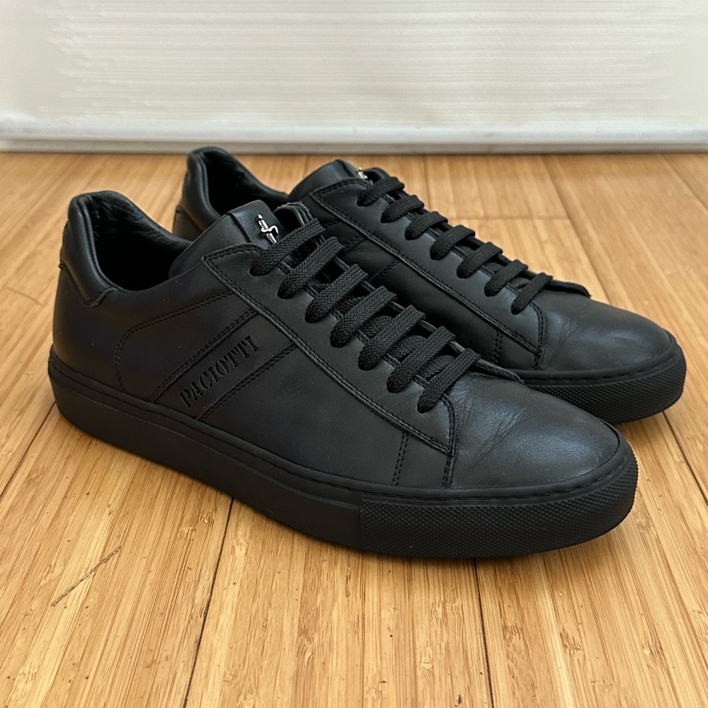 Cesare Paciotti Leather Low Top Sneakers Black Size 8